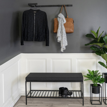 Portant Mural Métal Noir avec Penderie et Patères - BLAREN