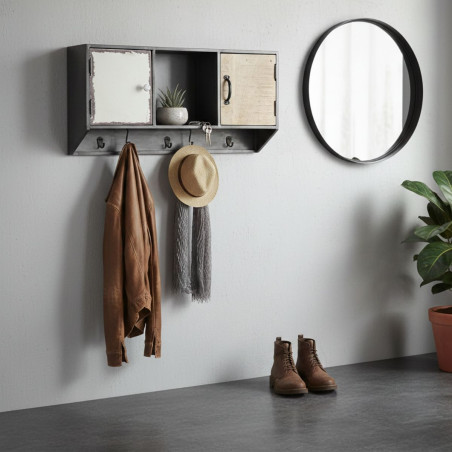 Portemanteau mural avec étagère murale, 2 portes, 1 niche - SEVAN