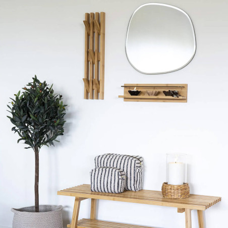 Portant Mural en Bambou avec Patères Mobiles - PALAIRO