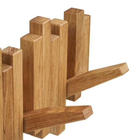 Portant Mural en chêne avec Patères Mobiles - YANELLOR