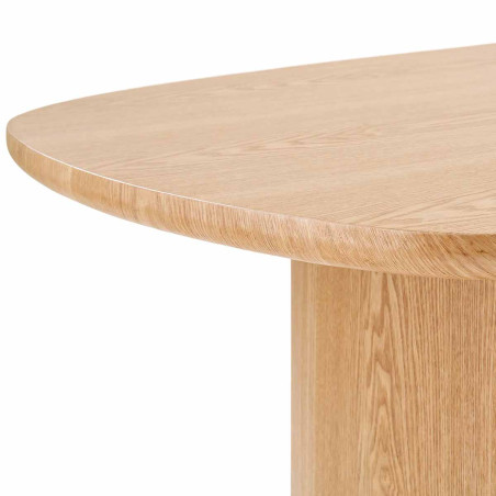 Table repas fixe coins arrondis 2 piètements larges placage frêne - SIEIRA