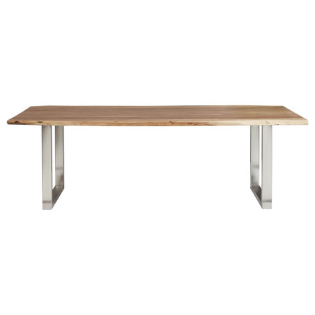 Table repas 160 cm acacia et métal chromé piètement U - JAIRO