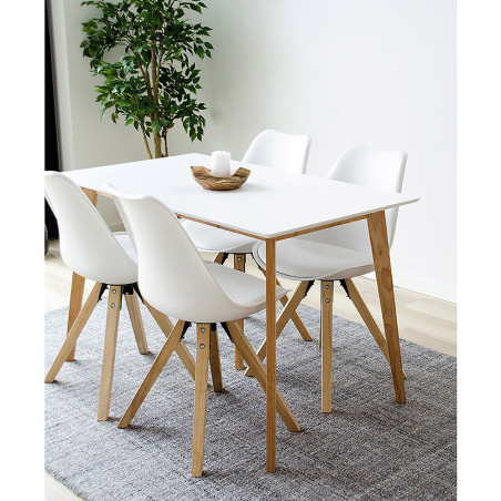 Table repas 120 x 70 cm naturelle et blanche - DAMACIA