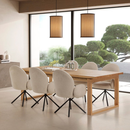 Table repas rectangulaire en chêne vernis naturel - RYHANOR