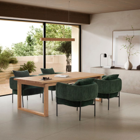 Table repas rectangulaire en chêne vernis naturel - RYHANOR