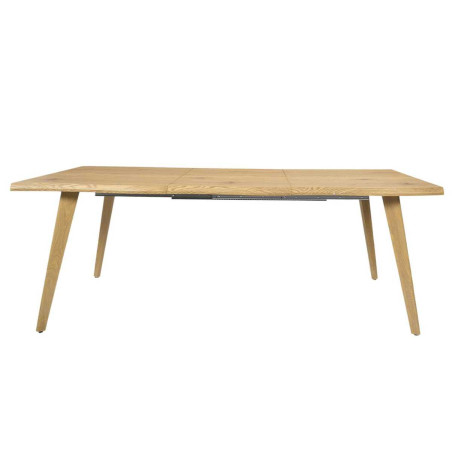 Table repas extensible 6-8 personnes MDF aspect chêne bords biseautés - LYPSOR