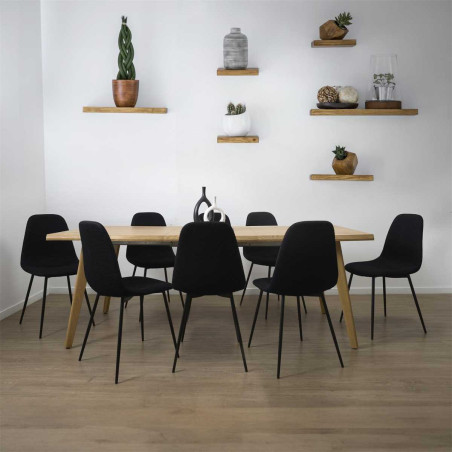 Table repas extensible 6-8 personnes MDF aspect chêne bords biseautés - LYPSOR