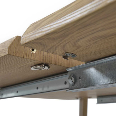 Table repas extensible 6-8 personnes MDF aspect chêne bords biseautés - LYPSOR