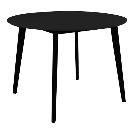 Table repas ronde 105 cm noire piètement hévéa - DAMACIA