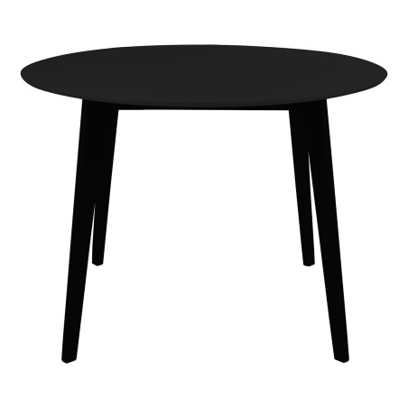 Table repas ronde 105 cm noire piètement hévéa - DAMACIA