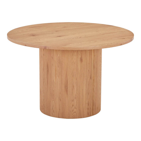 Table repas ronde 120 cm pieds relief MDF effet bois naturel - ANKA