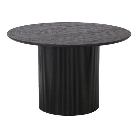 Table repas ronde 120 cm pieds relief MDF effet bois foncé - ANKA