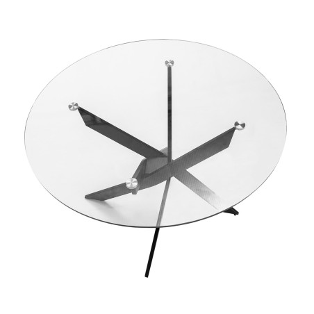 Table ronde Ø120 cm plateau verre piétement croisé métal noir - DESEN