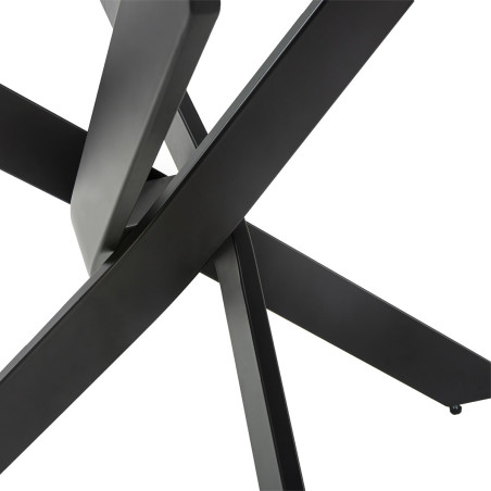 Table ronde Ø120 cm plateau verre piétement croisé métal noir - DESEN