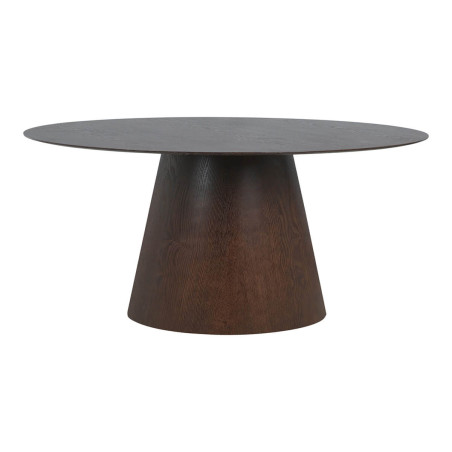 Table ovale 160 cm pied central MDF placage noyer - CARACA