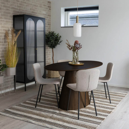 Table ovale 160 cm pied central MDF placage noyer - CARACA