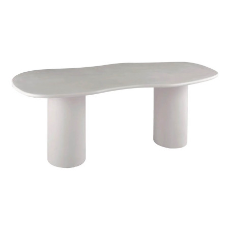 Table repas 200 cm MDF et ciment gris clair plateau vague - ORGIRA