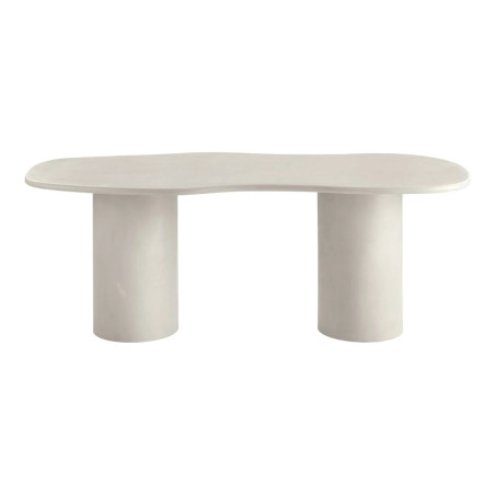 Table repas 200 cm MDF et ciment gris clair plateau vague - ORGIRA