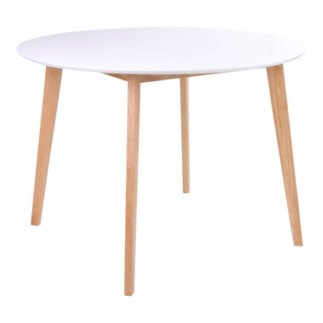 Table repas ronde 105 cm naturelle et blanche - DAMACIA