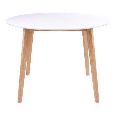 Table repas ronde 105 cm naturelle et blanche - DAMACIA