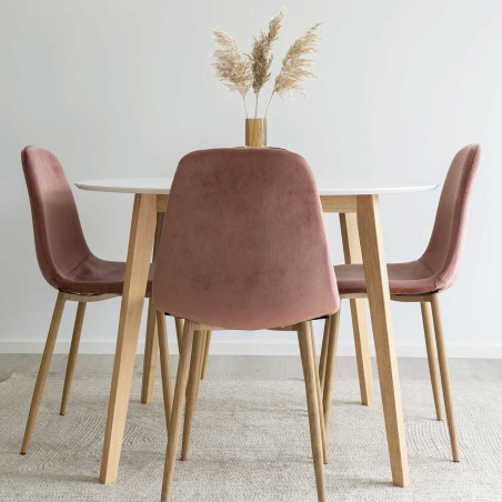 Table repas ronde 105 cm naturelle et blanche - DAMACIA