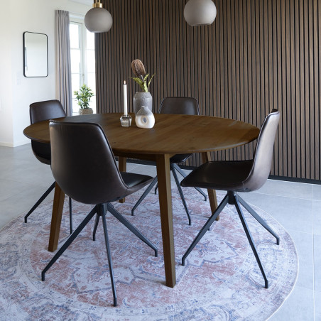 Table de repas chêne foncé allonge papillon intégrée 4 à 6 personnes - WOODA