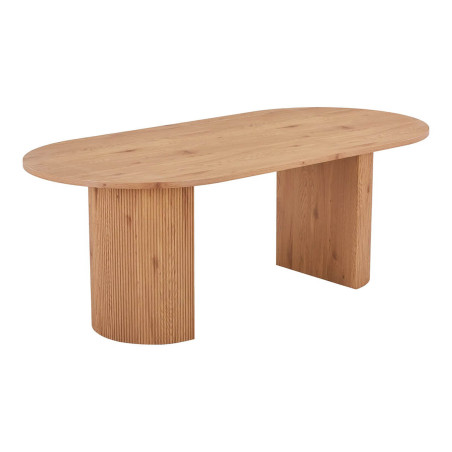 Table repas ovale pieds relief MDF effet bois naturel - ANKA