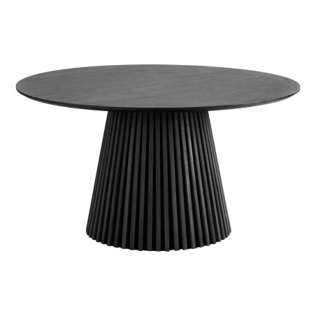 Table repas ronde Ø140 cm pied central relief, MDF placage chêne noir - DUBLIA