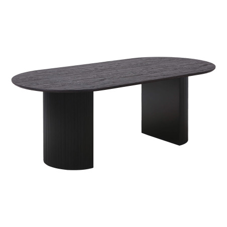 Table repas ovale pieds relief MDF effet bois foncé - ANKA