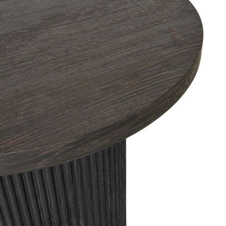 Table repas ovale pieds relief MDF effet bois foncé - ANKA