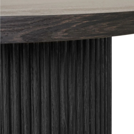 Table repas ovale pieds relief MDF effet bois foncé - ANKA