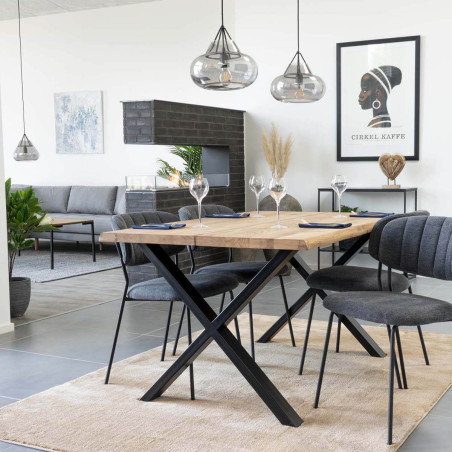 Table repas 140 cm plateau chêne et pieds acier - CIOIO