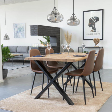 Table repas 140 cm plateau chêne et pieds acier - CIOIO