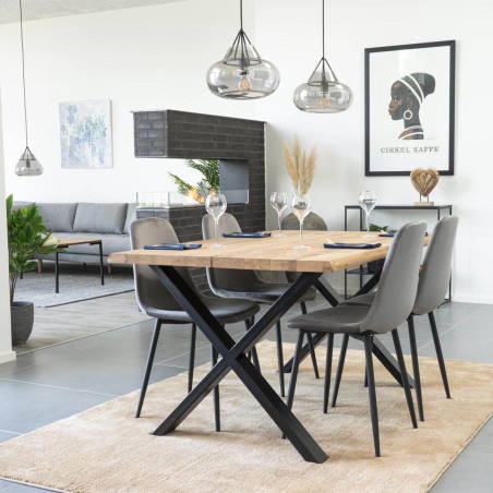 Table repas 140 cm plateau chêne et pieds acier - CIOIO