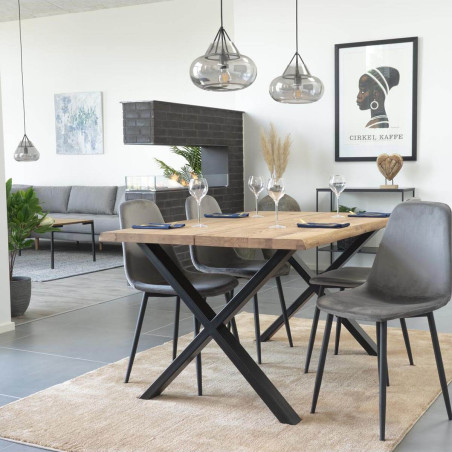 Table repas 140 cm plateau chêne et pieds acier - CIOIO