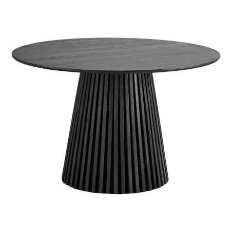 Table repas ronde Ø120 cm pied central relief MDF placage chêne noir - DUBLIA