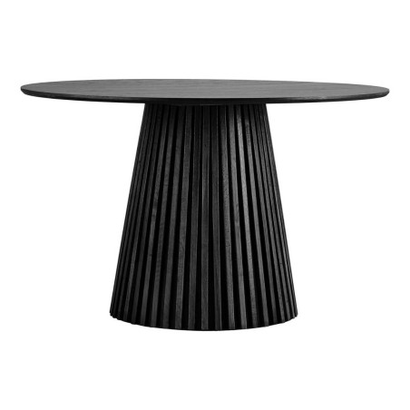 Table repas ronde Ø120 cm pied central relief MDF placage chêne noir - DUBLIA