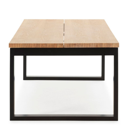 Table repas rectangulaire en chêne vernis naturel et laqué noir - RYHANOR