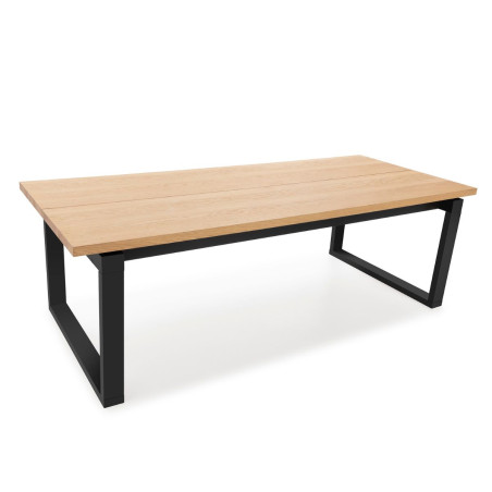 Table repas rectangulaire en chêne vernis naturel et laqué noir - RYHANOR