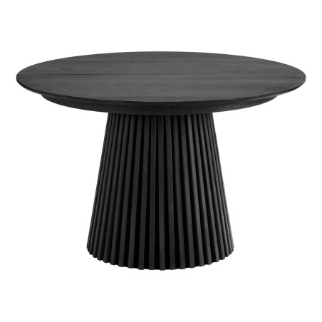 Table Extensible Ronde Pied Central Relief MDF Placage Chêne noir - DUBLIA