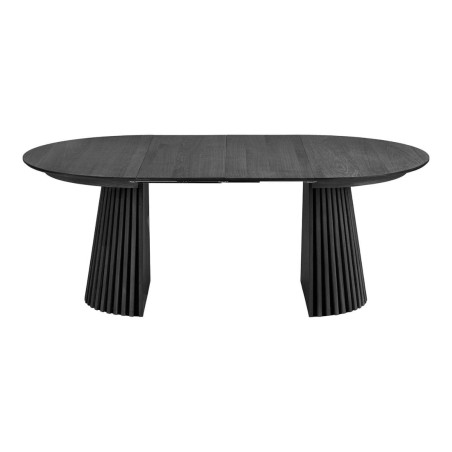 Table Extensible Ronde Pied Central Relief MDF Placage Chêne noir - DUBLIA