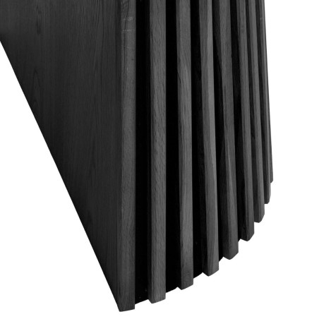 Table Extensible Ronde Pied Central Relief MDF Placage Chêne noir - DUBLIA