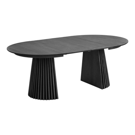 Table Extensible Ronde Pied Central Relief MDF Placage Chêne noir - DUBLIA