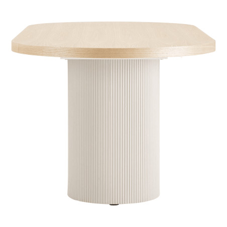 Table repas 220 cm MDF plaqué frêne pieds laqué beige mat - KOLIRA