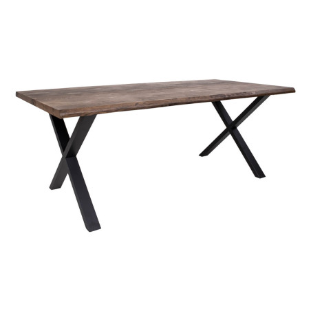 Table repas 200 cm plateau chêne grisé et pieds acier - CIOIO