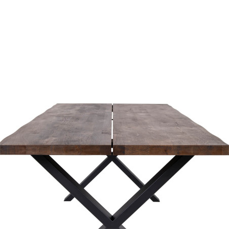 Table repas 200 cm plateau chêne grisé et pieds acier - CIOIO