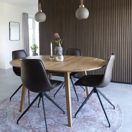 Table de repas chêne clair 4 à 6 personnes allonge papillon intégrée - WOODA