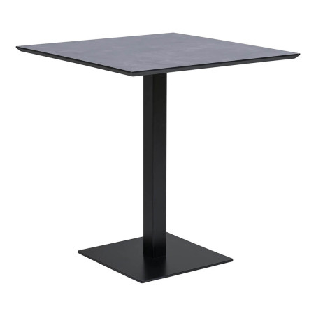 Table carrée plateau mélaminé noir pied central métal noir - BISTRA