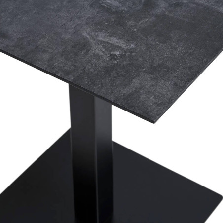 Table carrée plateau mélaminé noir pied central métal noir - BISTRA