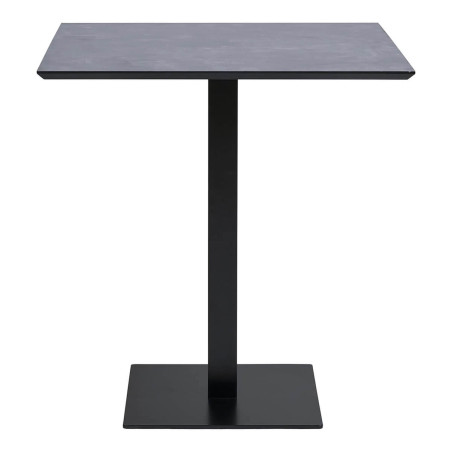 Table carrée plateau mélaminé noir pied central métal noir - BISTRA